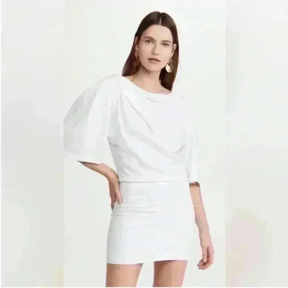 IRO Womens Palmero 3/4 Sleeve Boat Neck Mini Dress in White. Size Small - Picture 2 of 13